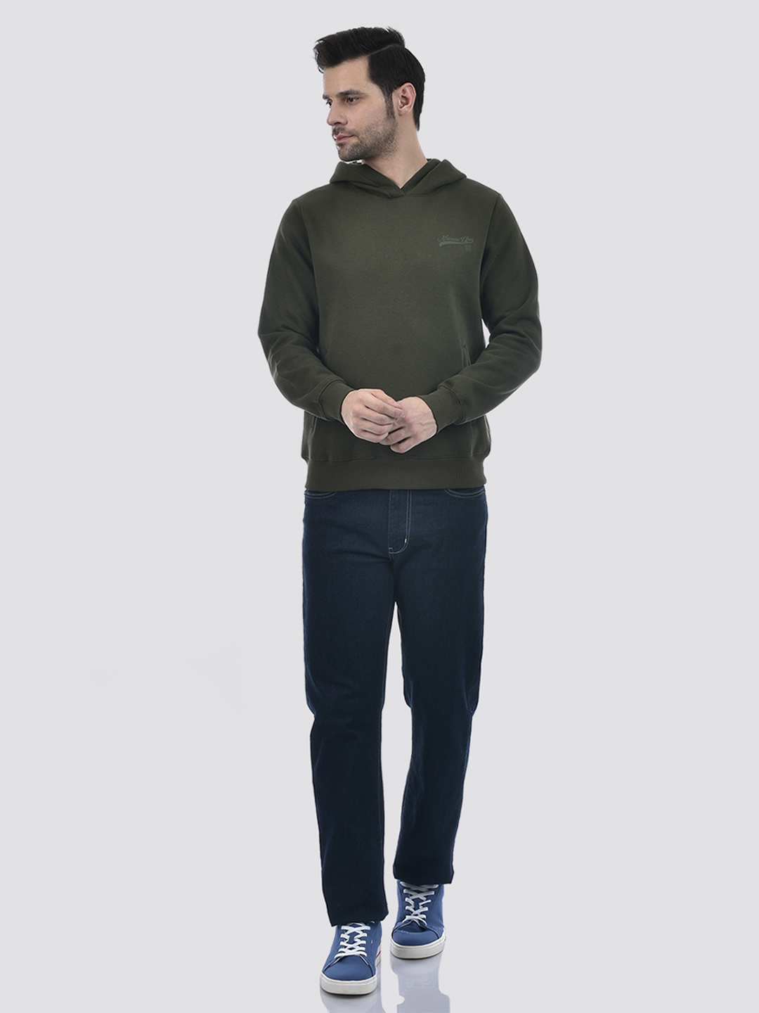 Numero Uno Men Solid Green Sweat Shirt
